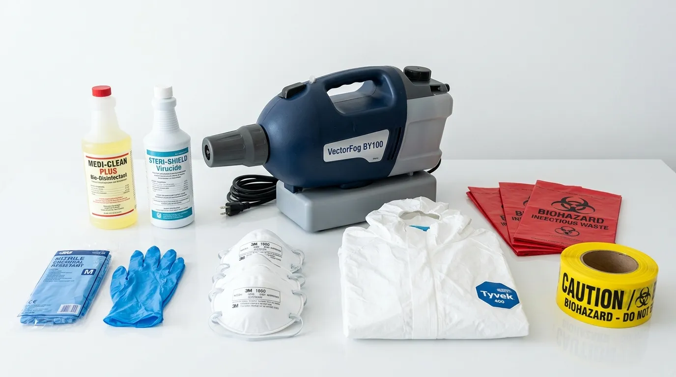 Professional biohazard remediation crew working in Willowick